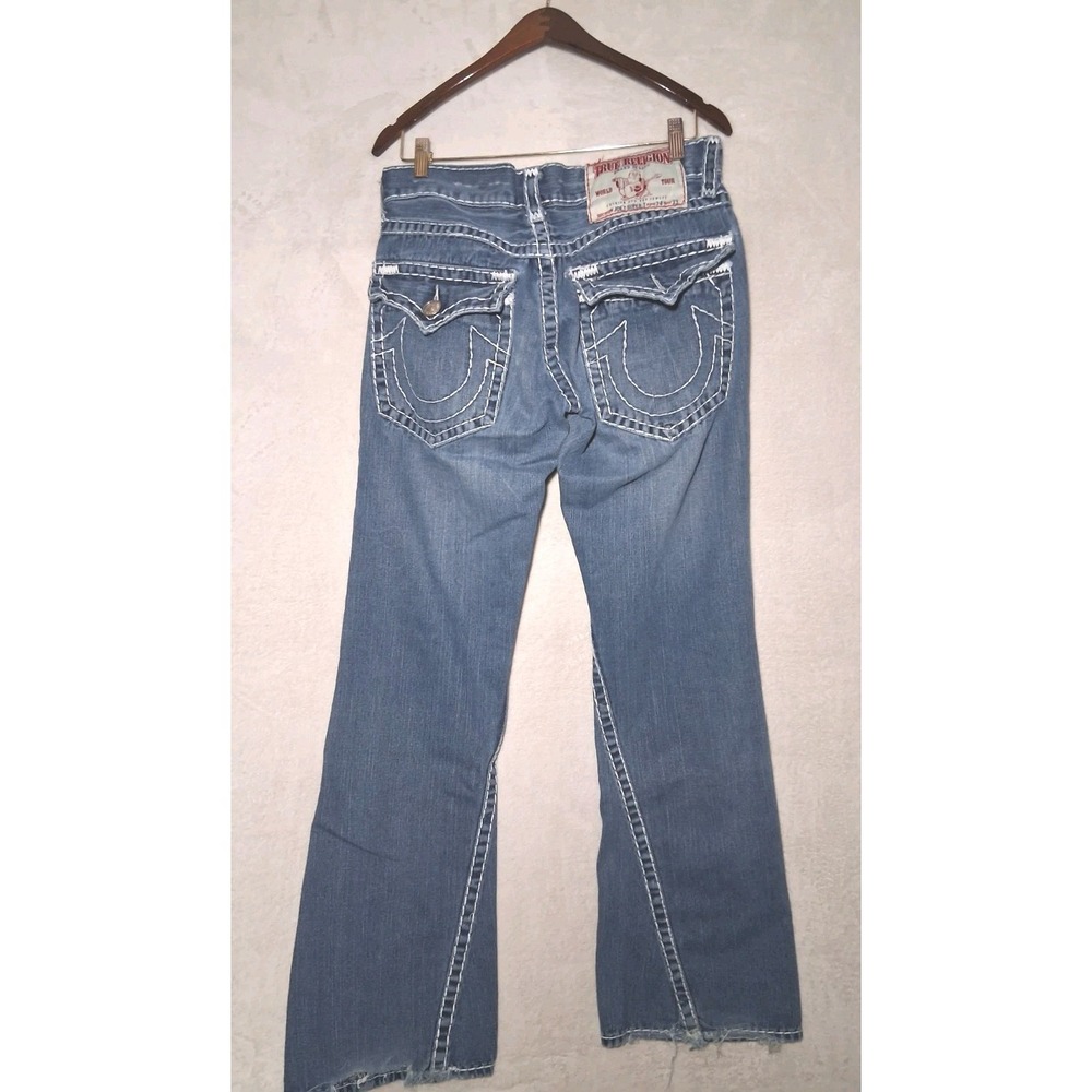 True Religion Joey Super T World Tour Bootcut Jeans Mens 34 Made in USA Y2K READ
